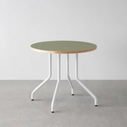 THE CAFE TABLE / リノリウム 全24色　White Steel 4本脚 × ラウンド φ61 - 80