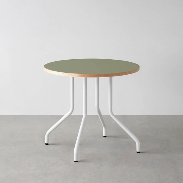THE CAFE TABLE / リノリウム 全24色　White Steel 4本脚 × ラウンド φ61 - 80