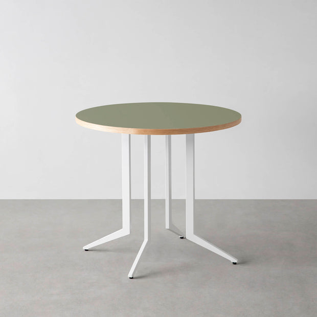 THE CAFE TABLE / リノリウム 全24色　White Steel 4本脚 × ラウンド φ61 - 80