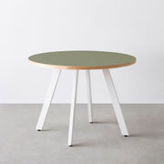 THE CAFE TABLE / リノリウム 全24色　White Steel 4本脚 × ラウンド φ81 - 100
