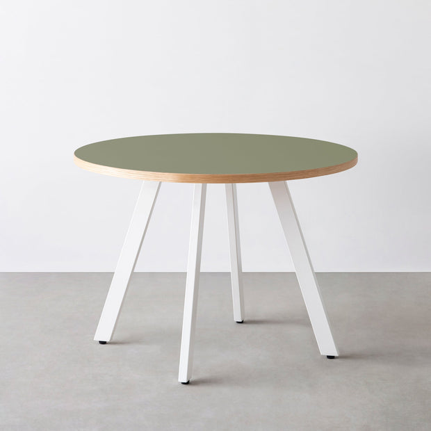 THE CAFE TABLE / リノリウム 全24色　White Steel 4本脚 × ラウンド φ81 - 100