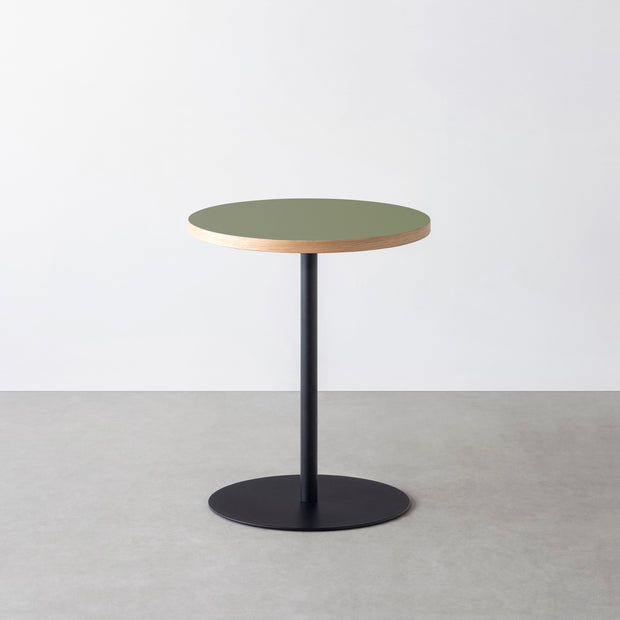 THE CAFE TABLE / リノリウム 全24色　Black Steel 1本脚 × ラウンド φ50 - 60