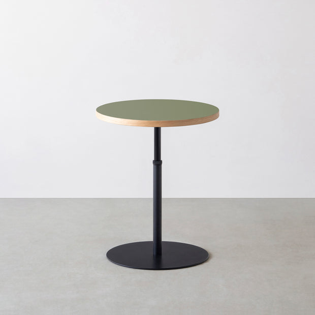 THE CAFE TABLE / リノリウム 全24色　Black Steel 1本脚 × ラウンド φ50 - 60