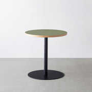 THE CAFE TABLE / リノリウム 全24色　Black Steel 1本脚 × ラウンド φ61 - 70
