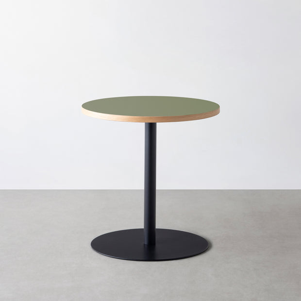 THE CAFE TABLE / リノリウム 全24色　Black Steel 1本脚 × ラウンド φ61 - 70