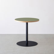 THE CAFE TABLE / リノリウム 全24色　Black Steel 1本脚 × ラウンド φ61 - 70