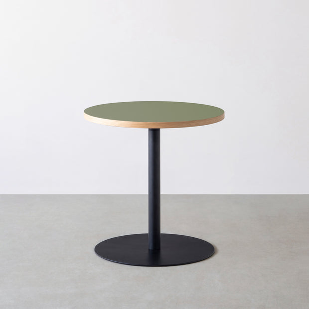 THE CAFE TABLE / リノリウム 全24色　Black Steel 1本脚 × ラウンド φ61 - 70