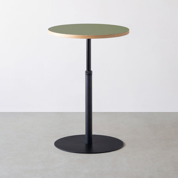 THE CAFE TABLE / リノリウム 全24色　Black Steel 1本脚 × ラウンド φ61 - 70