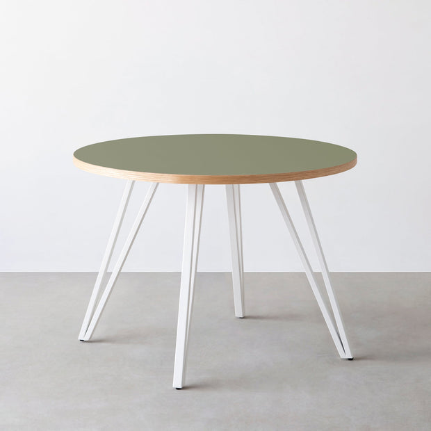 THE CAFE TABLE / リノリウム 全24色　White Steel 4本脚 × ラウンド φ81 - 100