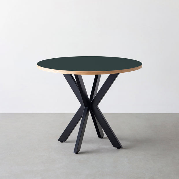THE CAFE TABLE / リノリウム 全24色　Black Steel カフェX × ラウンド φ81 - 90