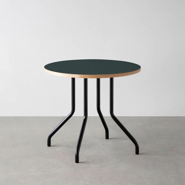 THE CAFE TABLE / リノリウム 全24色　Black Steel 4本脚 × ラウンド φ61 - 80