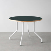 THE CAFE TABLE / リノリウム 全24色　White Steel 4本脚 × ラウンド φ81 - 100