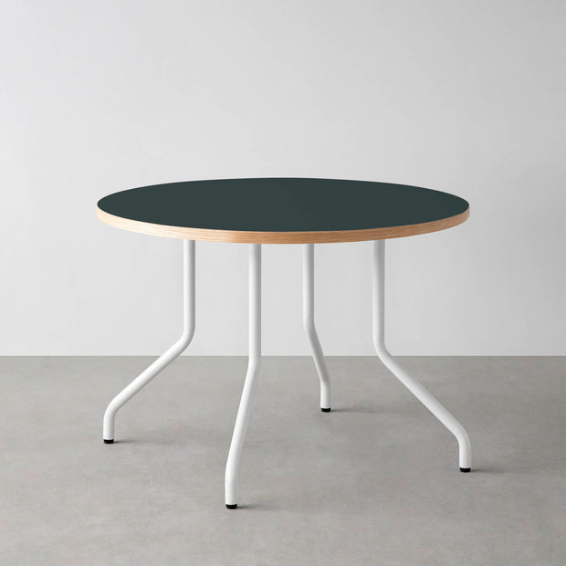 THE CAFE TABLE / リノリウム 全24色　White Steel 4本脚 × ラウンド φ81 - 100