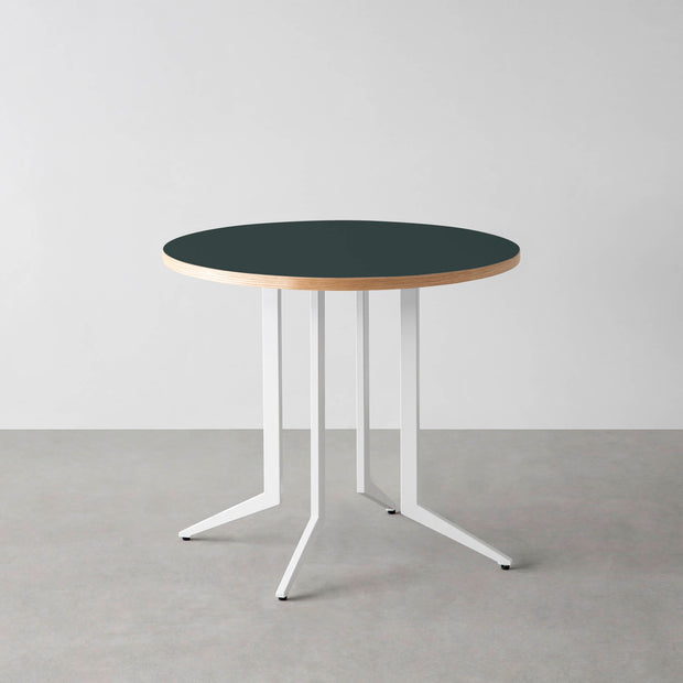 THE CAFE TABLE / リノリウム 全24色　White Steel 4本脚 × ラウンド φ61 - 80