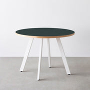 THE CAFE TABLE / リノリウム 全24色　White Steel 4本脚 × ラウンド φ81 - 100