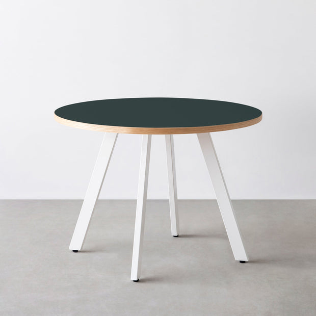 THE CAFE TABLE / リノリウム 全24色　White Steel 4本脚 × ラウンド φ81 - 100