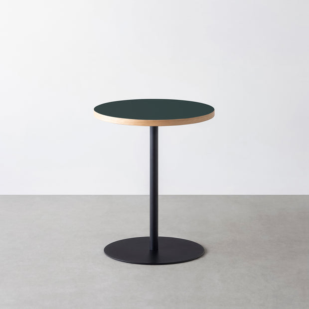 THE CAFE TABLE / リノリウム 全24色　Black Steel 1本脚 × ラウンド φ50 - 60
