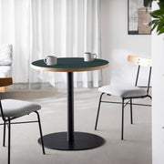 THE CAFE TABLE / リノリウム 全24色　Black Steel 1本脚 × ラウンド φ61 - 70
