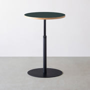 THE CAFE TABLE / リノリウム 全24色　Black Steel 1本脚 × ラウンド φ61 - 70
