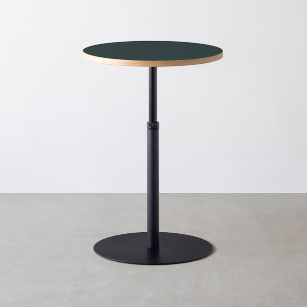 THE CAFE TABLE / リノリウム 全24色　Black Steel 1本脚 × ラウンド φ61 - 70