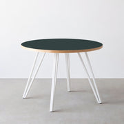 THE CAFE TABLE / リノリウム 全24色　White Steel 4本脚 × ラウンド φ81 - 100