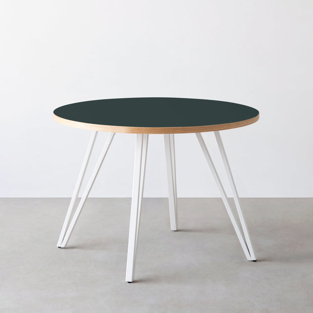 THE CAFE TABLE / リノリウム 全24色　White Steel 4本脚 × ラウンド φ81 - 100