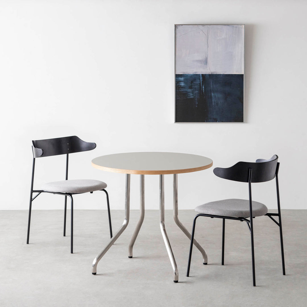 THE CAFE TABLE / リノリウム 全32色 Stainless 4本脚 × ラウンド φ61