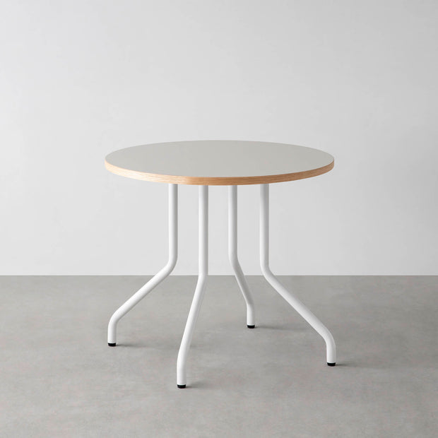 THE CAFE TABLE / リノリウム 全24色　White Steel 4本脚 × ラウンド φ61 - 80