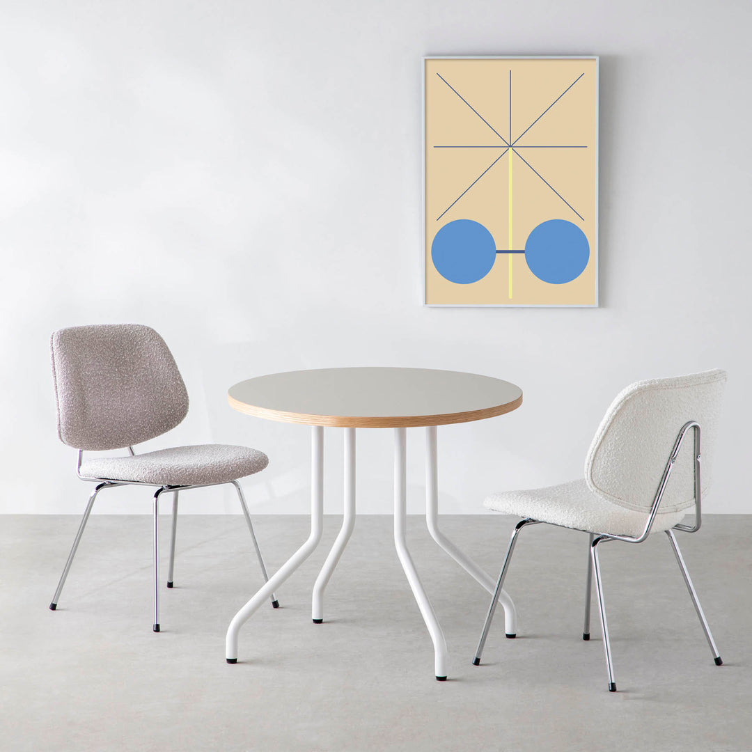 THE CAFE TABLE / リノリウム 全32色 White Steel 4本脚 × ラウンド