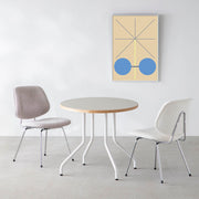 THE CAFE TABLE / リノリウム 全24色　White Steel 4本脚 × ラウンド φ61 - 80