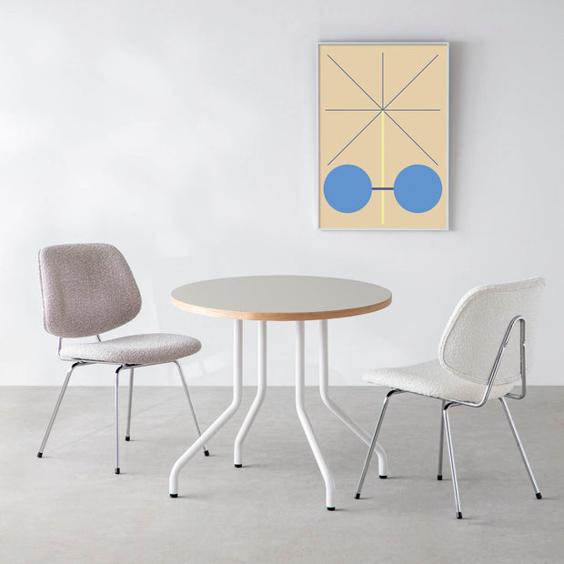 THE CAFE TABLE / リノリウム 全24色　White Steel 4本脚 × ラウンド φ61 - 80