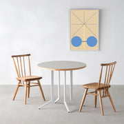 THE CAFE TABLE / リノリウム 全24色　White Steel 4本脚 × ラウンド φ61 - 80