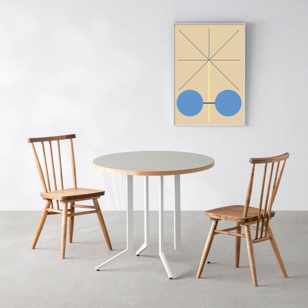 THE CAFE TABLE / リノリウム 全24色　White Steel 4本脚 × ラウンド φ61 - 80