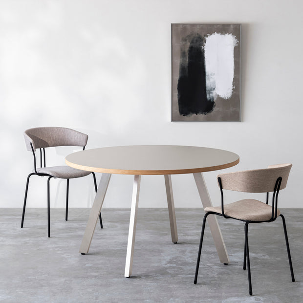 THE CAFE TABLE / リノリウム 全32色 Stainless 4本脚 × ラウンド φ101