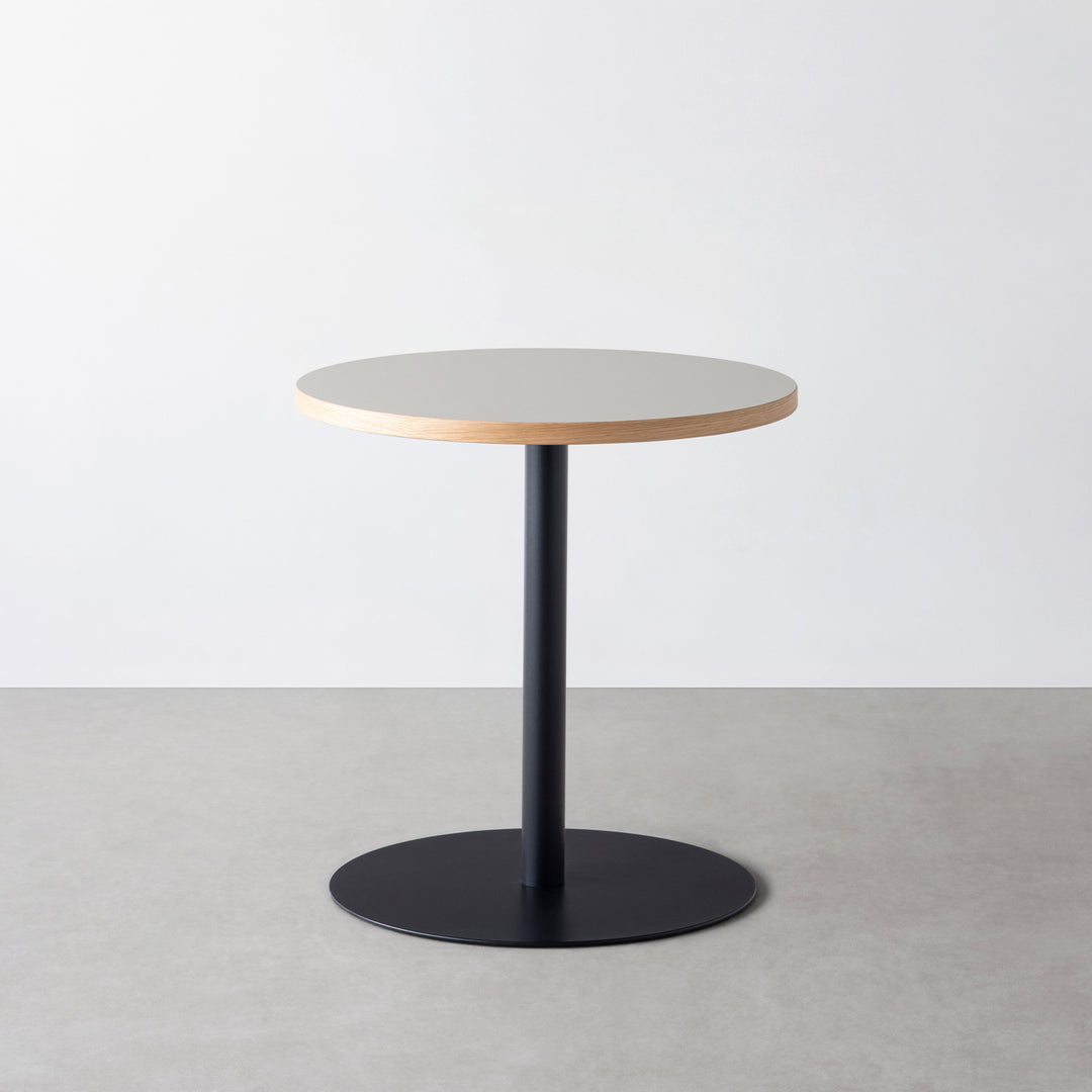 THE CAFE TABLE / リノリウム 全32色 Black Steel 1本脚 × ラウンド