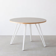 THE CAFE TABLE / リノリウム 全24色　White Steel 4本脚 × ラウンド φ81 - 100