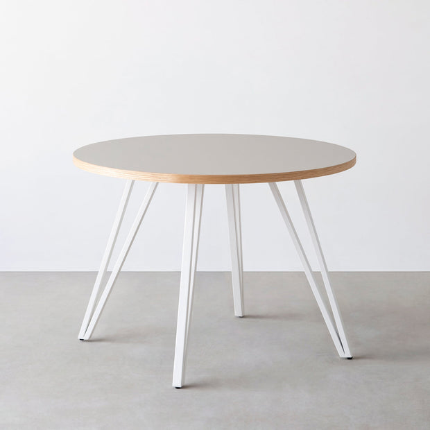 THE CAFE TABLE / リノリウム 全24色　White Steel 4本脚 × ラウンド φ81 - 100