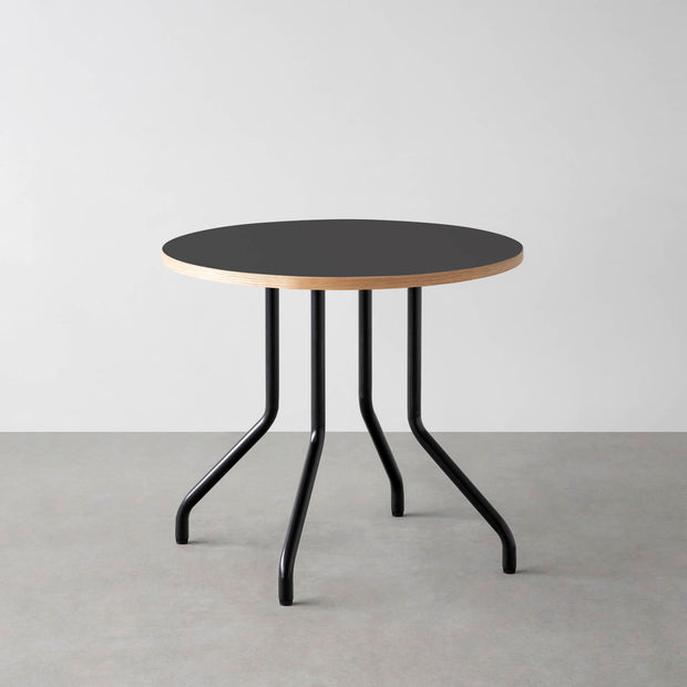 THE CAFE TABLE / リノリウム 全24色　Black Steel 4本脚 × ラウンド φ61 - 80