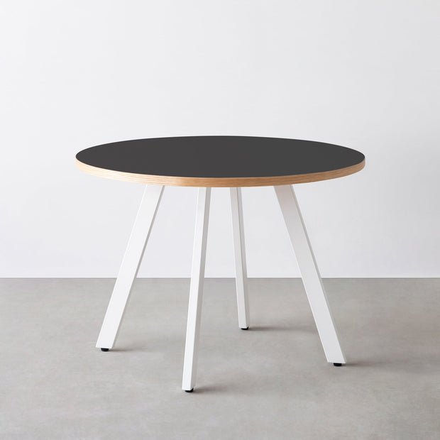 THE CAFE TABLE / リノリウム 全24色　White Steel 4本脚 × ラウンド φ81 - 100