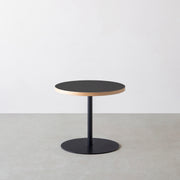 THE CAFE TABLE / リノリウム 全24色　Black Steel 1本脚 × ラウンド φ50 - 60