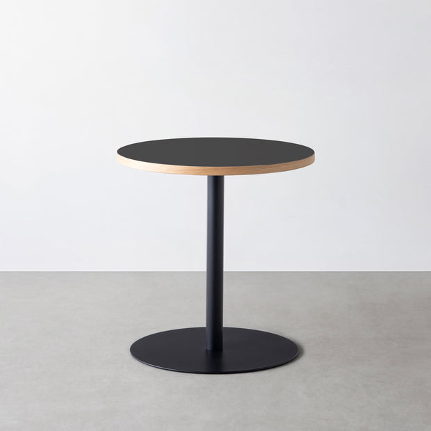 THE CAFE TABLE / リノリウム 全24色　Black Steel 1本脚 × ラウンド φ61 - 70