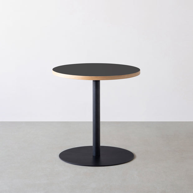 THE CAFE TABLE / リノリウム 全24色　Black Steel 1本脚 × ラウンド φ61 - 70