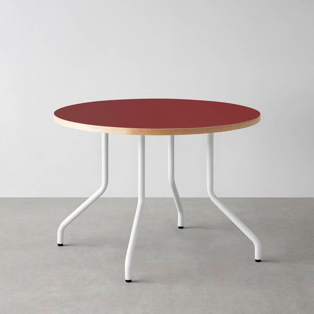 THE CAFE TABLE / リノリウム 全24色　White Steel 4本脚 × ラウンド φ81 - 100