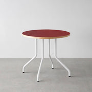 THE CAFE TABLE / リノリウム 全24色　White Steel 4本脚 × ラウンド φ61 - 80