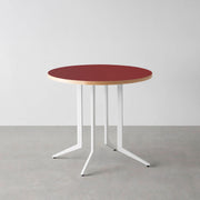 THE CAFE TABLE / リノリウム 全24色　White Steel 4本脚 × ラウンド φ61 - 80