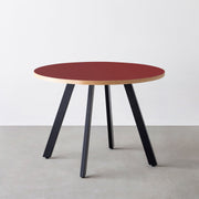 THE CAFE TABLE / リノリウム 全24色　Black Steel 4本脚 × ラウンド φ81 - 100