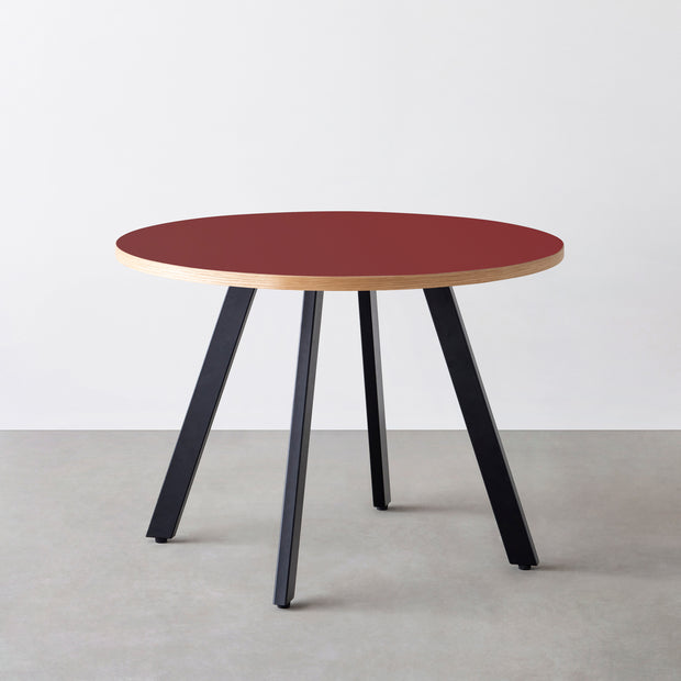 THE CAFE TABLE / リノリウム 全24色　Black Steel 4本脚 × ラウンド φ81 - 100
