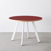 THE CAFE TABLE / リノリウム 全24色　White Steel 4本脚 × ラウンド φ81 - 100