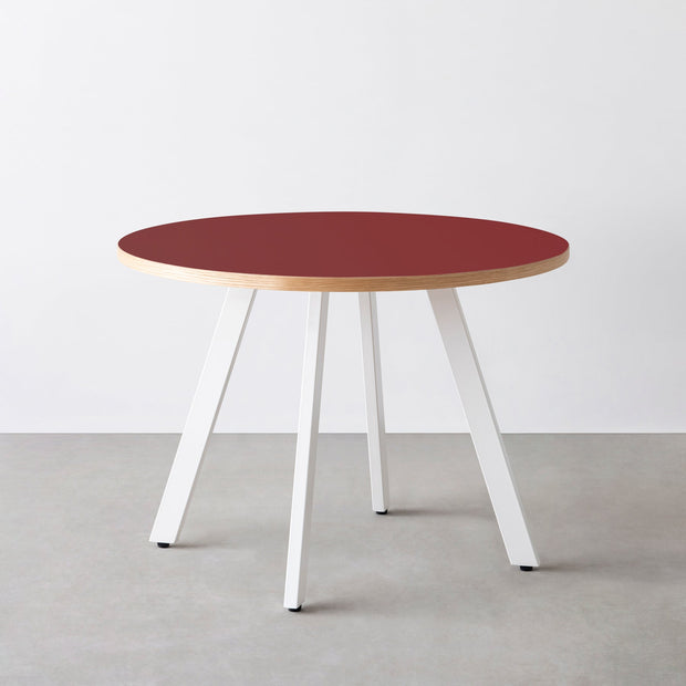THE CAFE TABLE / リノリウム 全24色　White Steel 4本脚 × ラウンド φ81 - 100