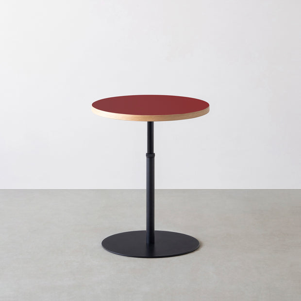 THE CAFE TABLE / リノリウム 全24色　Black Steel 1本脚 × ラウンド φ50 - 60